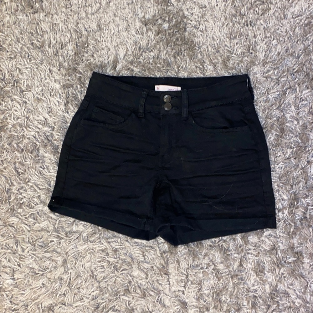 Black Midi Low Rise Shorts